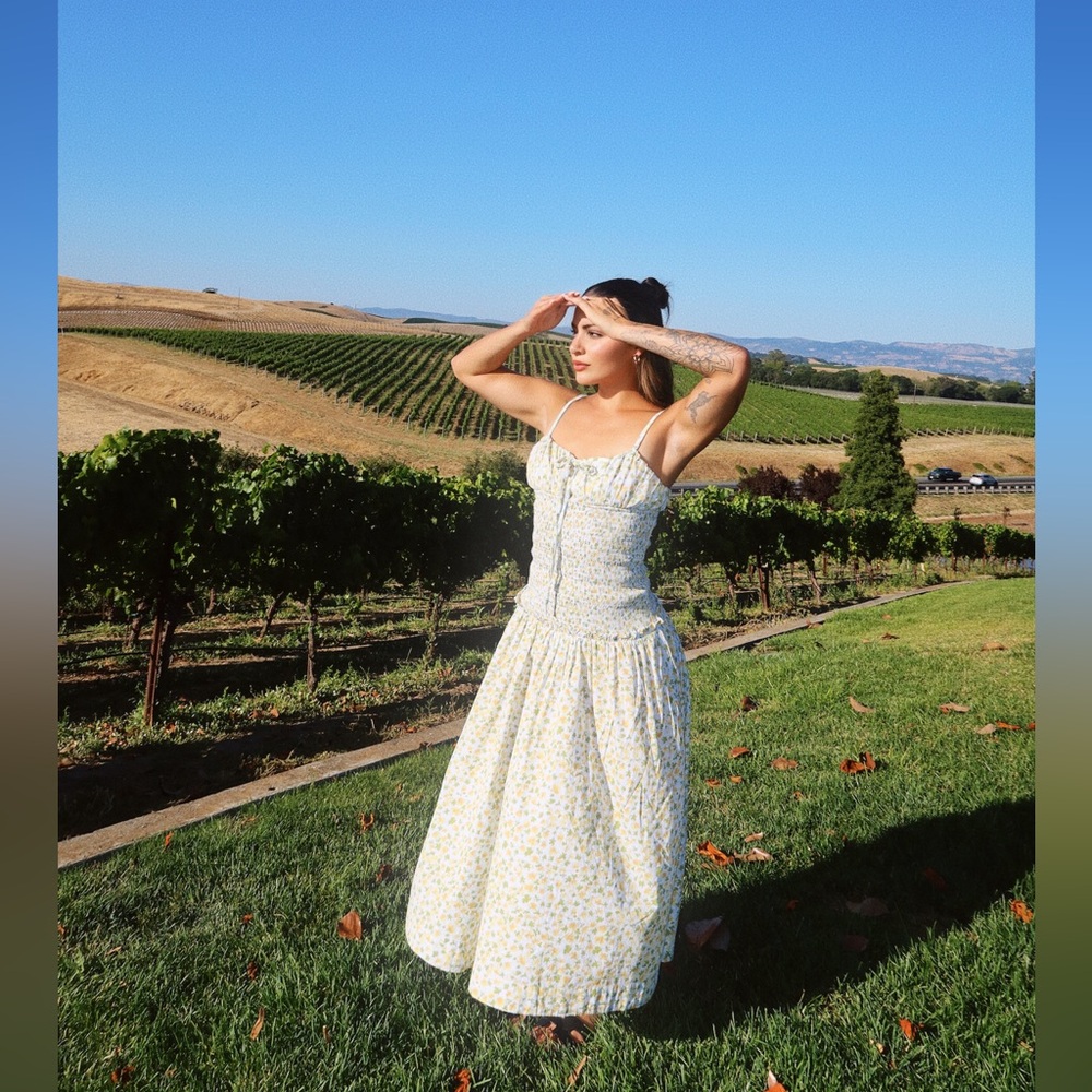 Free people drop waist floral Sundress with Spaghetti Straps